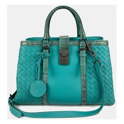 Bottega Veneta Teal Nappa Ayers Small Roma Bag