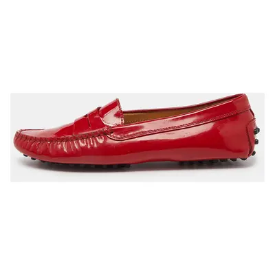 Tod's Red Patent Leather Penny Slip On Loafers Size 36.5