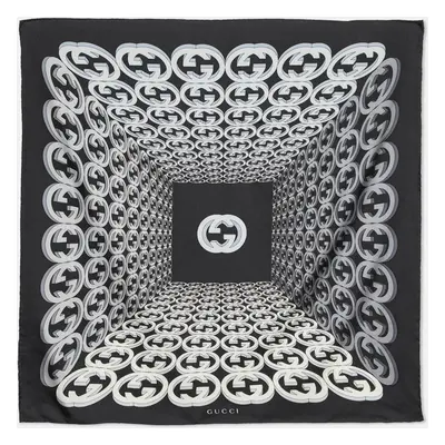 Gucci Black/White GG Printed Silk Scarf