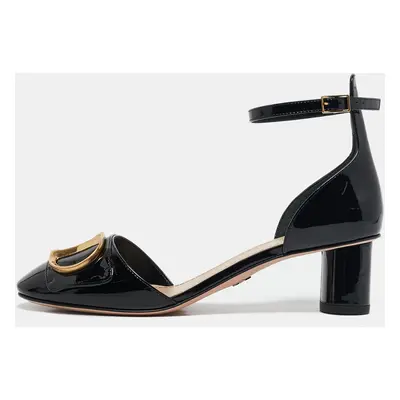 Dior Black Patent Leather D'cest Ankle Strap Sandals Size