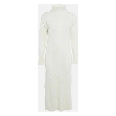 8 by Yoox Off-White Cable Knit High Neck Long Dress