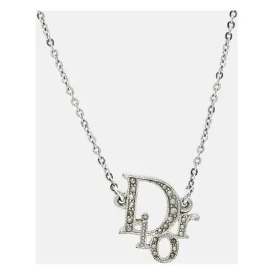 Dior Oblique Crystal Silver Tone Necklace