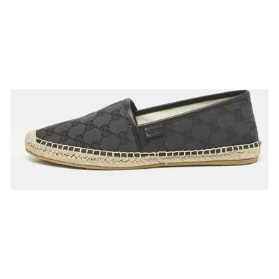 Gucci Black GG Canvas Slip On Espadrille Flats Size