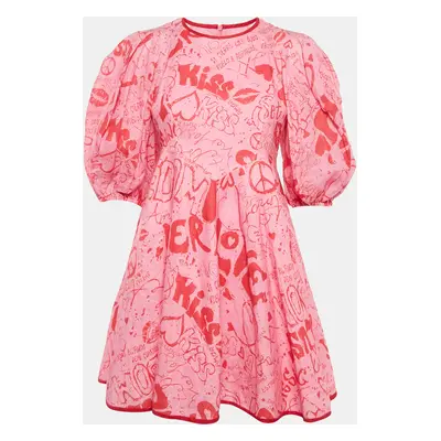 Zimmermann Pink/Red Graffiti Print Linen Day Mini Dress