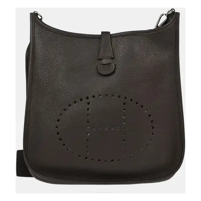 Hermes Black Taurillon Clemence Leather Evelyne II PM Shoulder Bag