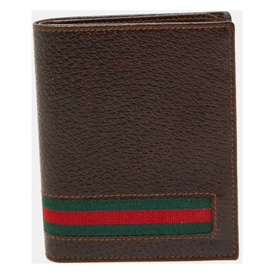 Gucci Dark Brown Leather Web Detail Card Case