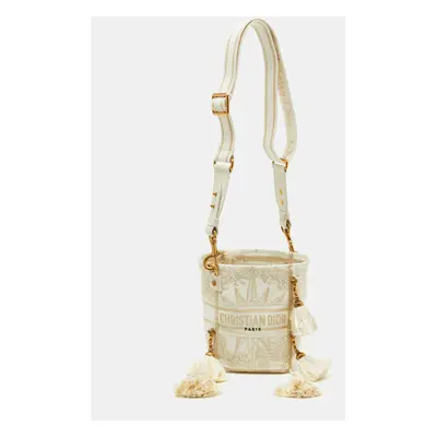 Dior Beige/Gold Rêve d'Infini Embroidery Canvas Small D-Bubble Bucket Bag