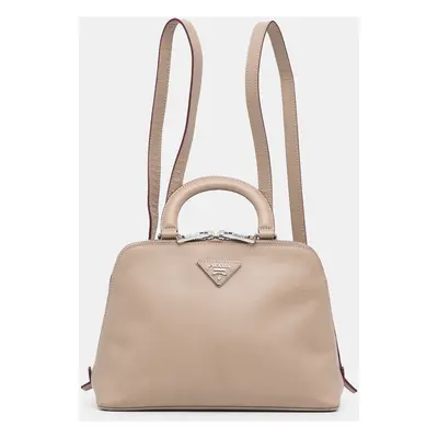 Prada Nude Saffiano Lux Promenade Backpack