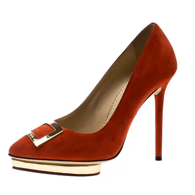 Charlotte Olympia Red Suede Fairest Of Them All Platform Pumps Size 36.5