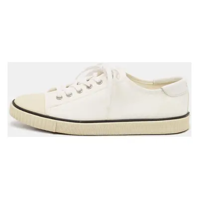 Celine White Canvas and Rubber Blank Lace Up Sneakers Size