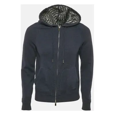 Dior Homme Navy Blue Cotton Knit Zip-Up Hoodie