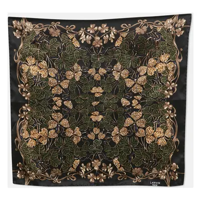 Lanvin Black Floral Print Silk Square Scarf