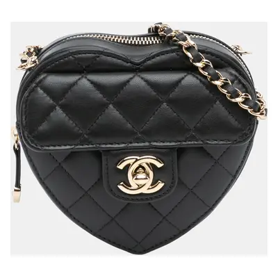 Chanel Black Mini Lambskin CC in Love Heart Crossbody