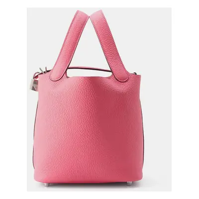 Hermes Rose Azalee Taurillon Clemence Picotin Lock PM Bag