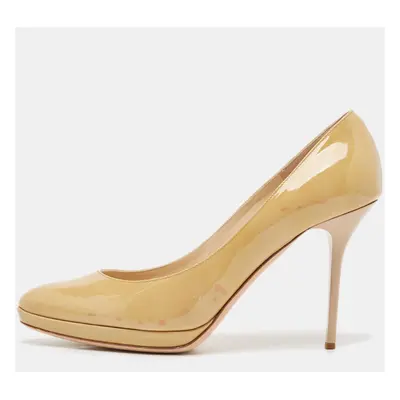 Jimmy Choo Beige Patent Leather Platform Pumps Size 38.5