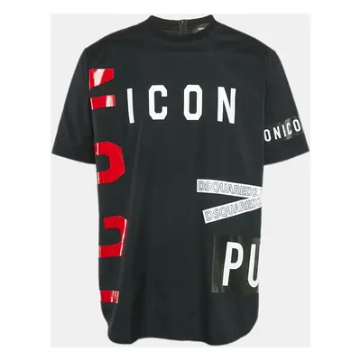 Dsquared2 Black Icon Print Cotton Punk T-Shirt