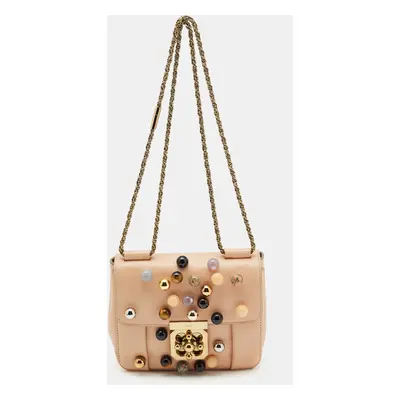 Chloe Peach Leather Embellished Elsie Shoulder Bag