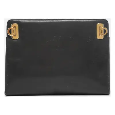 Salvatore Ferragamo Dark Grey Leather Clutch