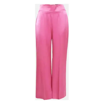 David Koma Pink Satin Lace-Up Detail Wide Leg Trousers