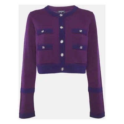 Chanel Purple Cashmere Button Front Cardigan