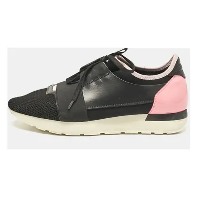 Balenciaga Black Leather and Mesh Race Runner Sneakers Size