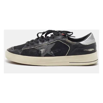 Golden Goose Black/Silver Leather and Mesh Stardan Low Top Sneakers Size