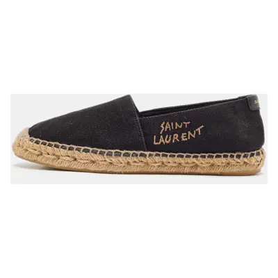 Saint Laurent Black Canvas Embroidered Espadrille Flats Size