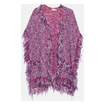 Etro Pink Boucle Fringed Open Front Cardigan One Size