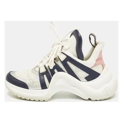 Louis Vuitton White/Navy Blue Mesh and Monogram Canvas Archlight Sneakers Size