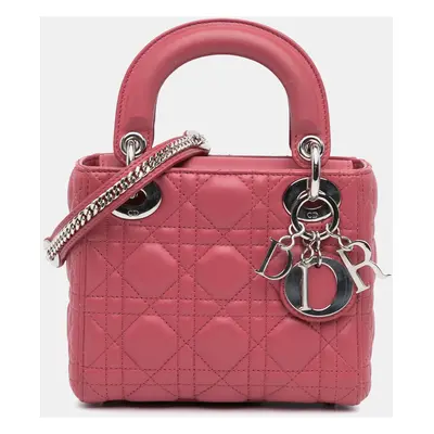 Dior Pink Mini Lambskin Cannage Lady Dior