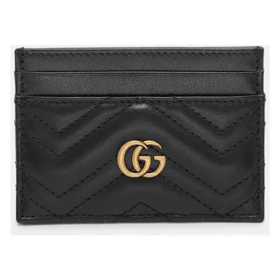 Gucci Black Leather GG Marmont Card Holder