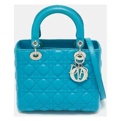 Dior Turquoise Blue Cannage Leather Lady Dior Tote