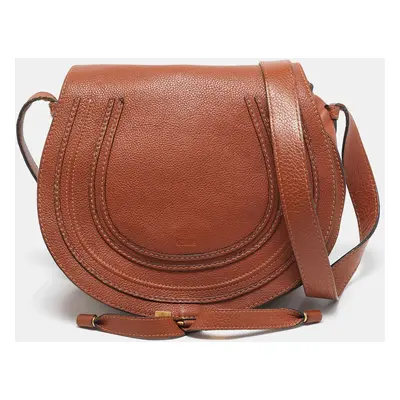 Chloe Brown Leather Marcie Crossbody Bag