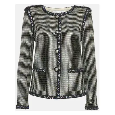 Chanel Black Tweed Button Front Jacket