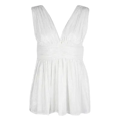 Paul and Joe White Sequin Embellished Ruched Sleeveless Top