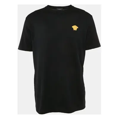 Versace Black Medusa Applique Jersey Crewneck Shirt