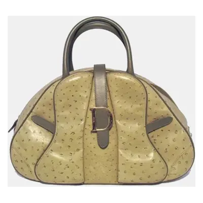 Christian Dior Green Ostrich Leather Handbag