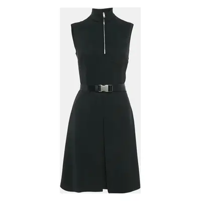 Prada Black Crepe Sleeveless High-Neck Mini Dress