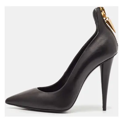 Giuseppe Zanotti Black Leather Horn Zip Back Pumps Size