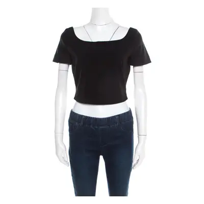 Preen by Thornton Bregazzi Black Stretch Crepe Zone Crop Top