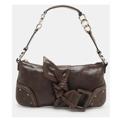 Givenchy Brown Leather Knot Detail Chain Shoulder Bag