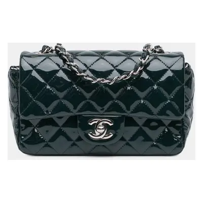 Chanel Navy Blue Rectangular Classic Patent Mini Single Flap Bag