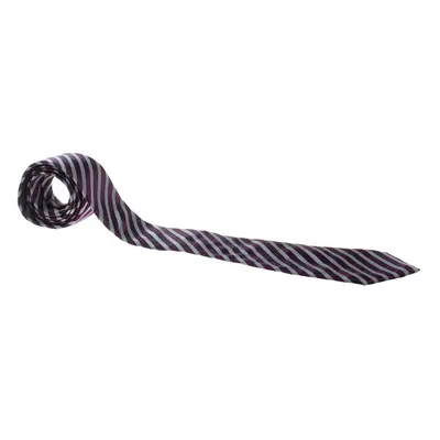 Ermenegildo Zegna Purple and Grey Striped Silk Tie