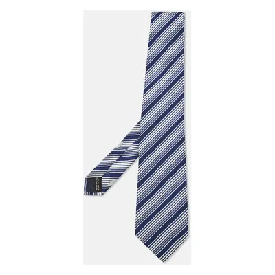 Salvatore Ferragamo Blue Diagonal Striped Silk Tie