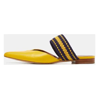 Malone Souliers Yellow Leather and Fabric Maisie Flat Mules Size