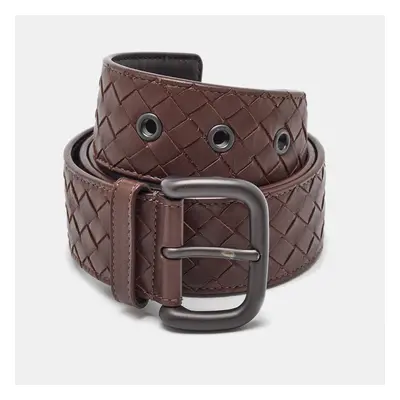 Bottega Veneta Brown Intrecciato Leather Buckle Belt