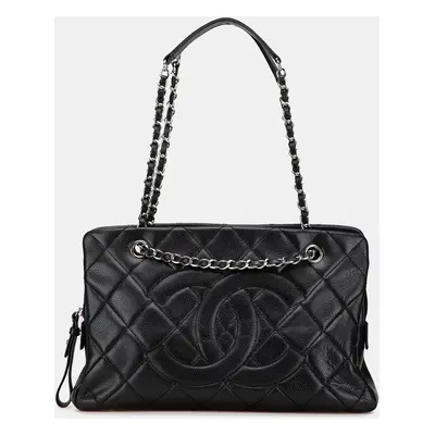 Chanel Black CC Quilted Caviar Chain Tote