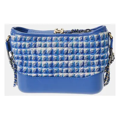 CHANEL Blue Tweed/Calf Gabrielle de Chanel Hobo Shoulder Bag