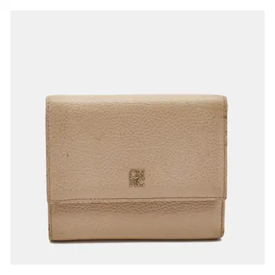 Carolina Herrera Peach Leather Logo Trifold Wallet