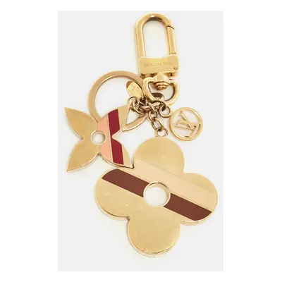 Louis Vuitton Multicolor Enamel Striped Flower Gold Tone Bag Charm